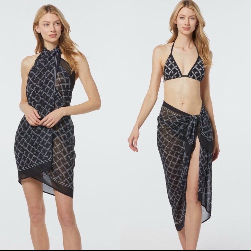 Michael Kors Black and White Swim Sarong